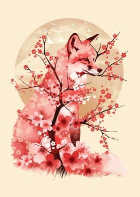 Fox in Cherry Blossoms