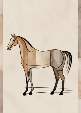 Vintage Abstract Horse Illustration