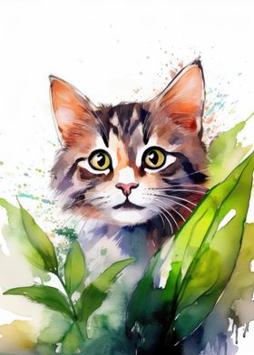 Watercolor Cat Portrait