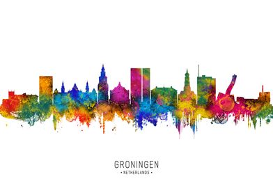 Groningen Skyline Watercolor