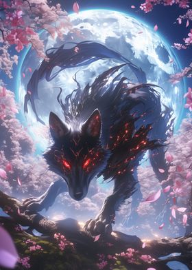 Black Wolf with Red Eyes