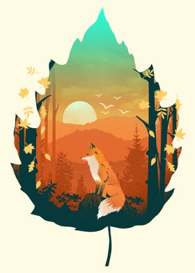 Fox in Autumn Forest