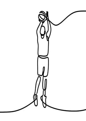 Basketball Player Line Art