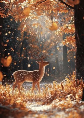 Autumn Deer in Forest