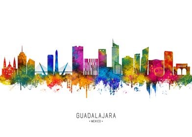 Guadalajara Skyline Watercolor