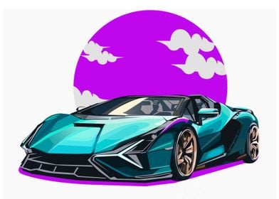 Teal Sports Car Illustration