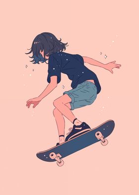 Simple Anime Skater Girl