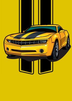 Yellow Camaro Illustration