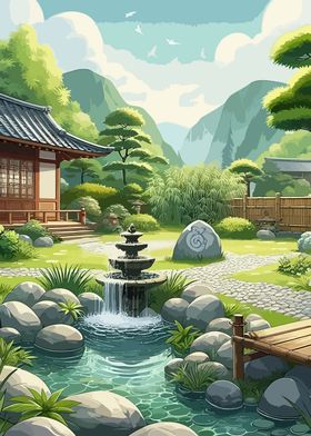 Japanese Garden Illustration