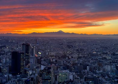 Tokyo Skyline Sunset Japan