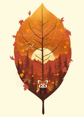 Red Panda Autumn Leaf