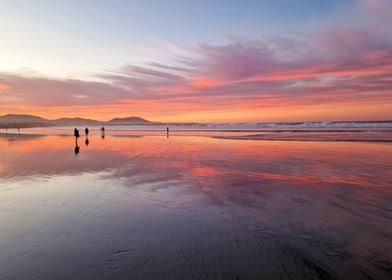 Sunset Famara Beach Reflection