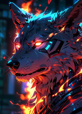 Fiery Wolf Digital Art