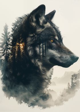 Wolf Double Exposure