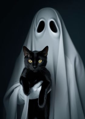 Ghost Holding Black Cat