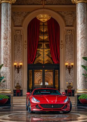 Red Ferrari in Grand Lobby