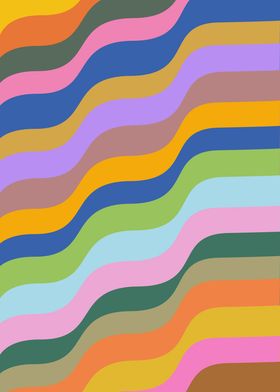 Retro Wavy Stripes – Vibrant Maximalist Abstract Art