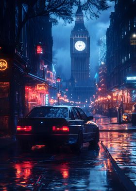 Rainy BMW M3 E30 Night in London With Bigben