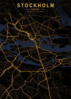 Stockholm Golden City Map