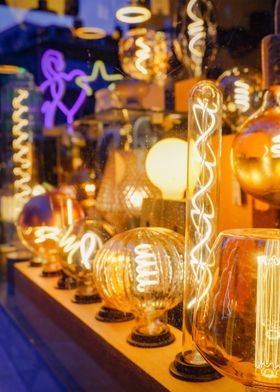 Vintage Edison Bulbs Display