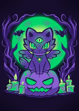 Spooky Moonlit Cat