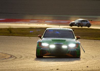 Green Audi A4 Race Car - Sun Rise Circuit de Catalunya