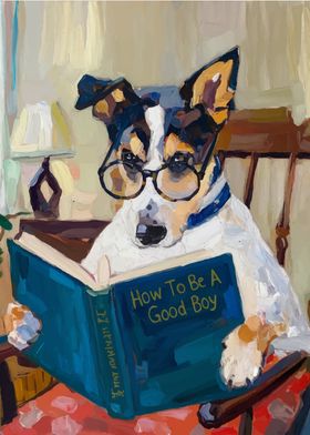 Dog Reading Book