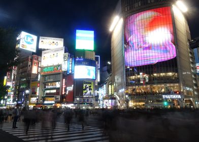 Shibuya Crossing Night Tokyo Japan