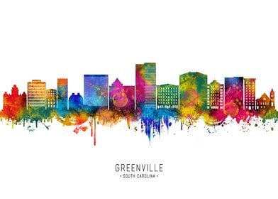 Greenville Skyline Watercolor