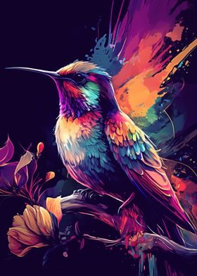 Hummingbird in Neon Colors