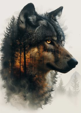 Wolf Double Exposure