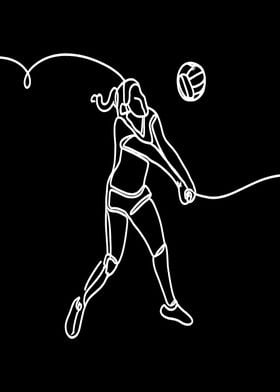 Volleyball Player Line Art