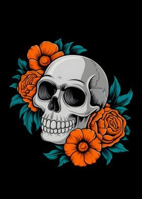 Skull with Flowers