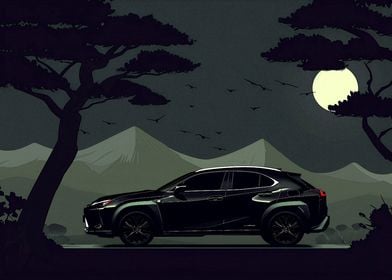 Black Lexus SUV Night Drive