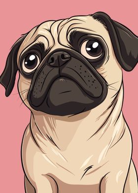 Cute Pug Illustration