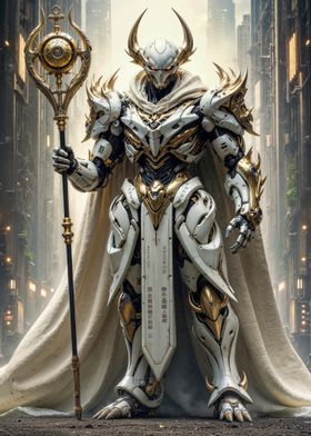 White and Gold Armored Figure