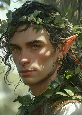 Elf Portrait with Floral Crown