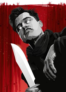 Man with Knife, Red Background