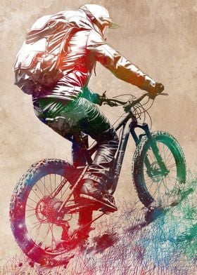 Mountain Biker Watercolor