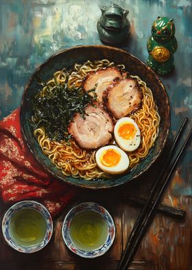 Still life ramen painting