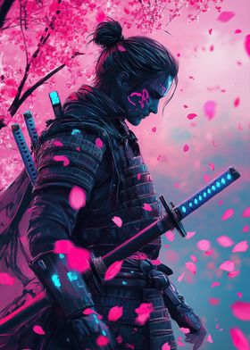 Samurai in Pink Blossoms