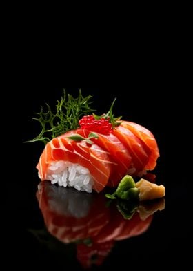 Salmon Sushi with Red Caviar