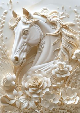 White Horse And Flowers