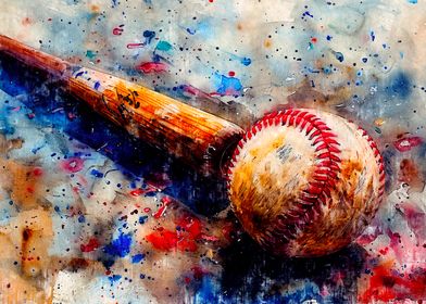 Baseball Watercolor Painting