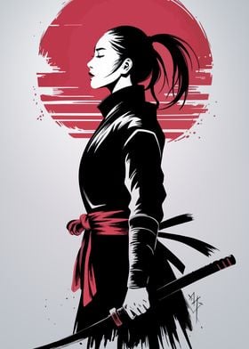 Samurai Woman Silhouette