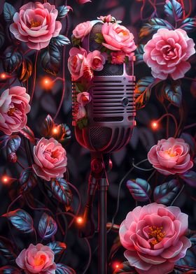 Vintage Microphone in Bloom