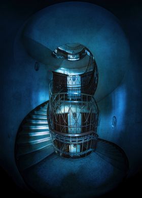 Spiral Staircase in Blue