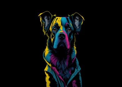 Dog in Neon Colors