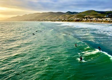 Surfers at Pismo Beach