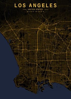 Los Angeles Golden City Map